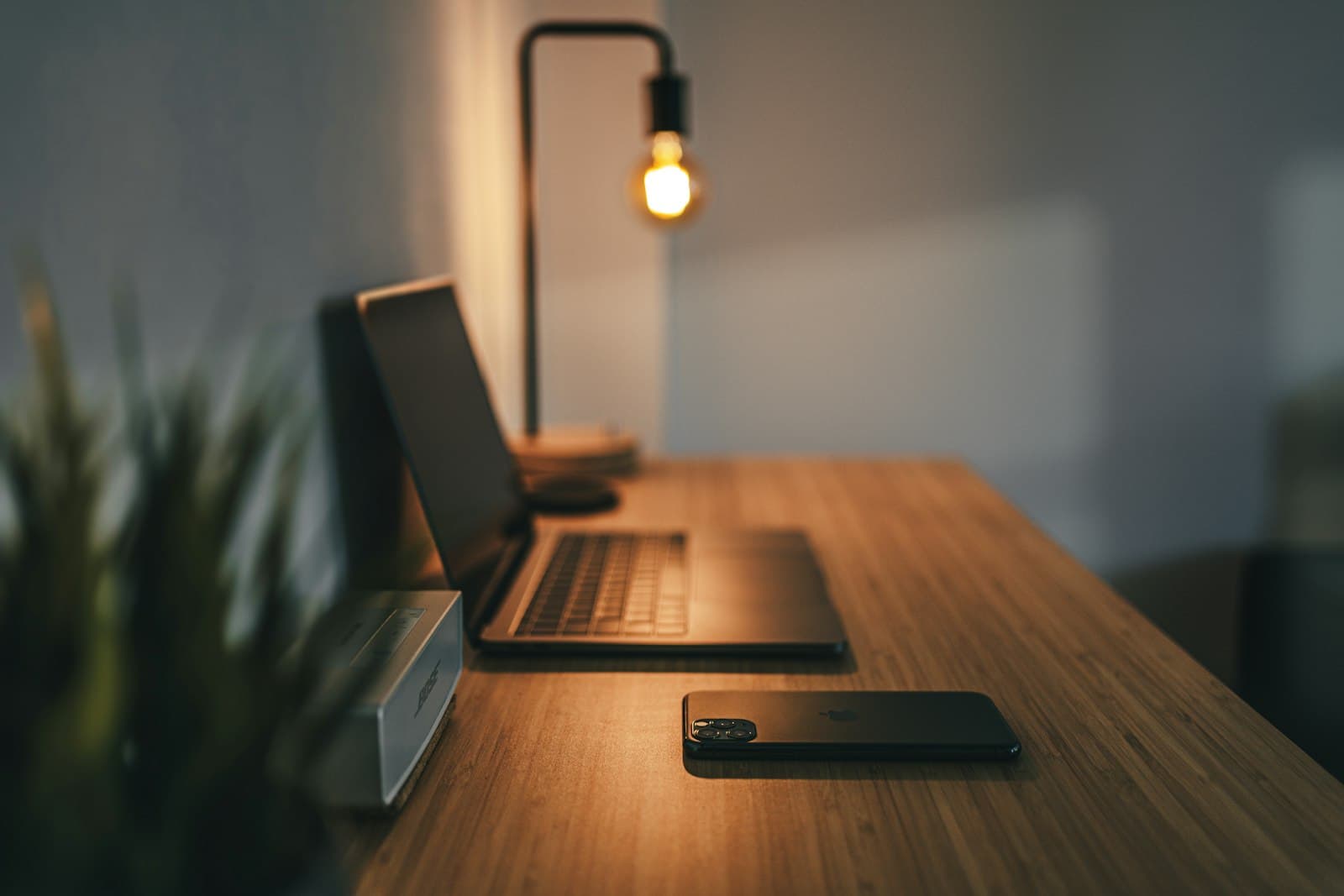 Laptop on a wooden desk